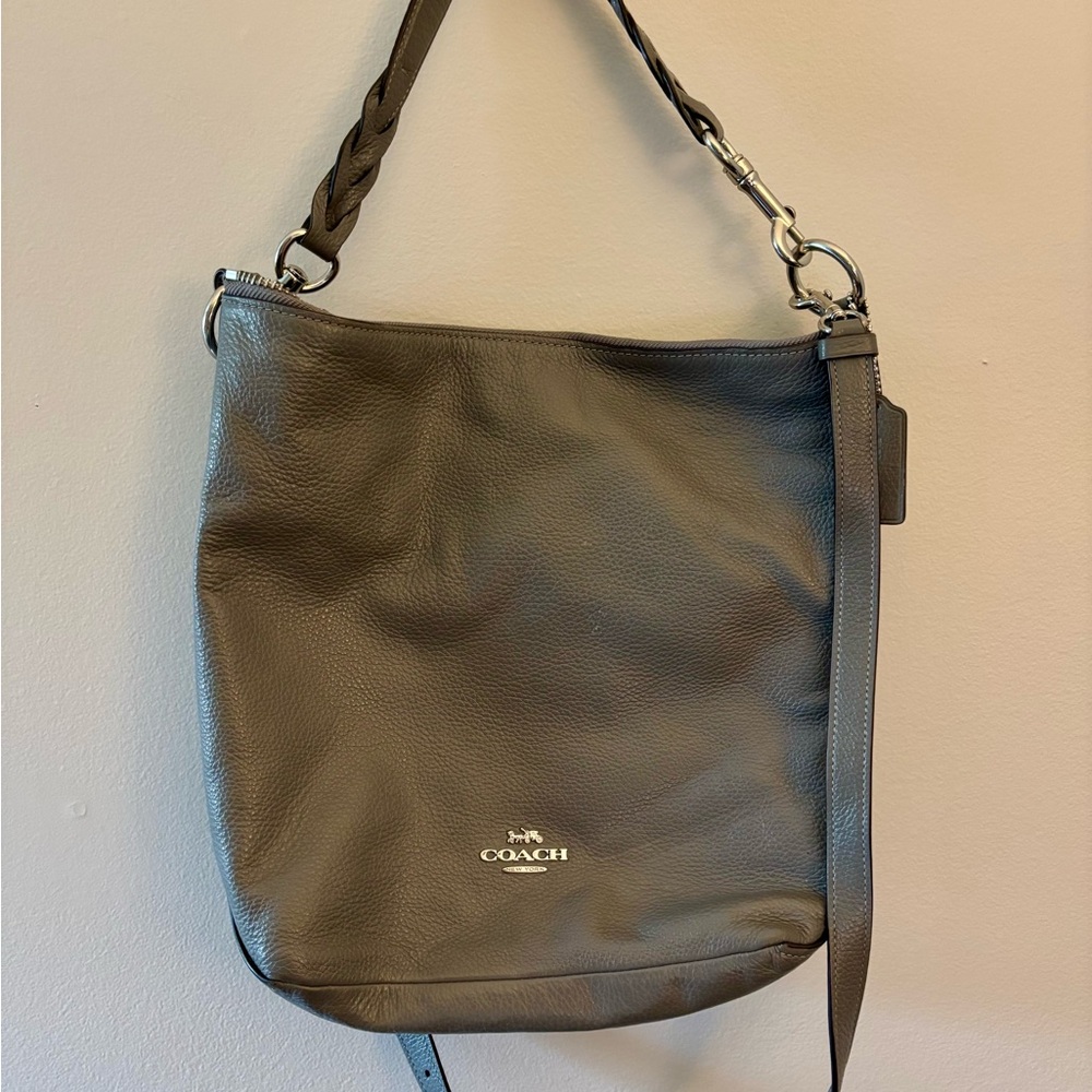 Coach Dark Gray Leather Shoulder Bag